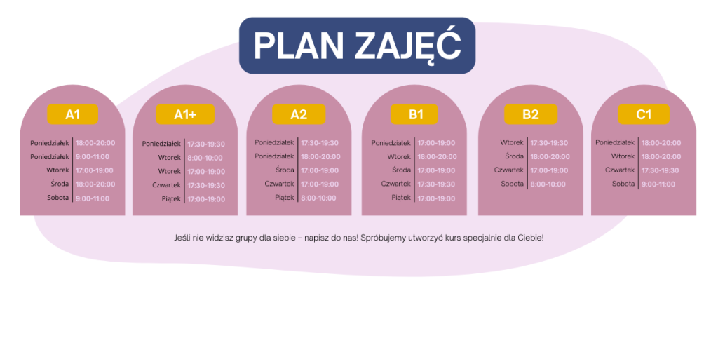 Plan zajęć - Kursy językowe 2024/2025 - Szkoła językowa NA WOSTOK