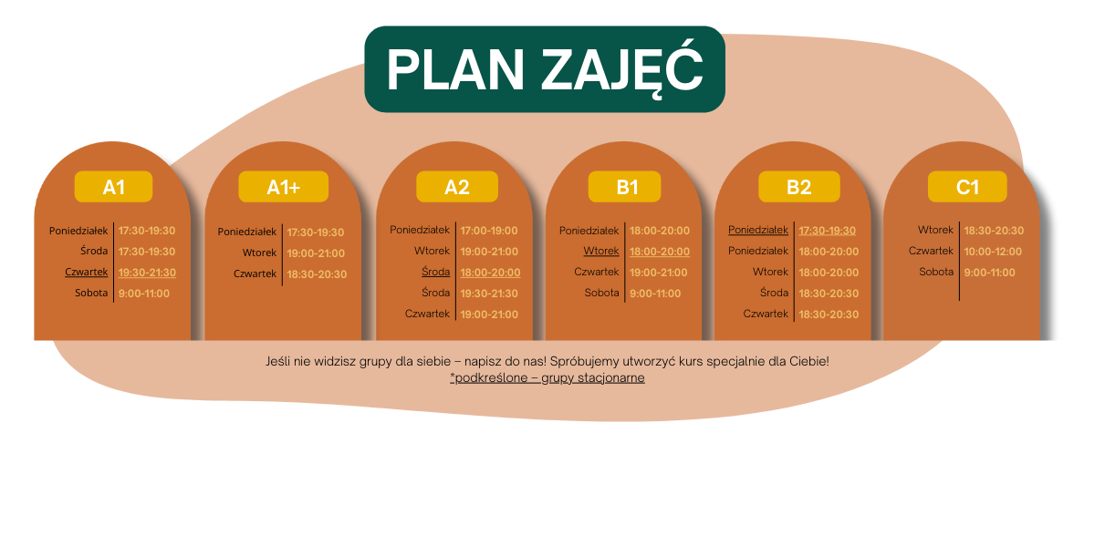 Plan zajęć - Kursy języka rosyjskiego - Szkoła językowa NA WOSTOK